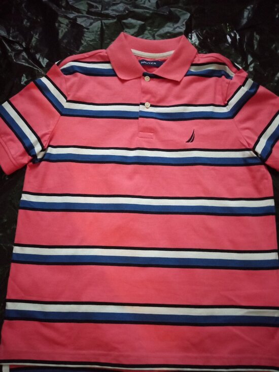 Nautica Other - Nautica Striped Pink/Blue Soft Polo Short Sleeve Mens XS